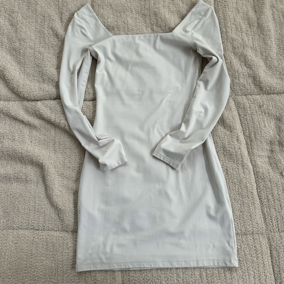 IVORY/OFF WHITE Babaton Contour Squareneck Longsleeve Mini Dress - Picture 5 of 6